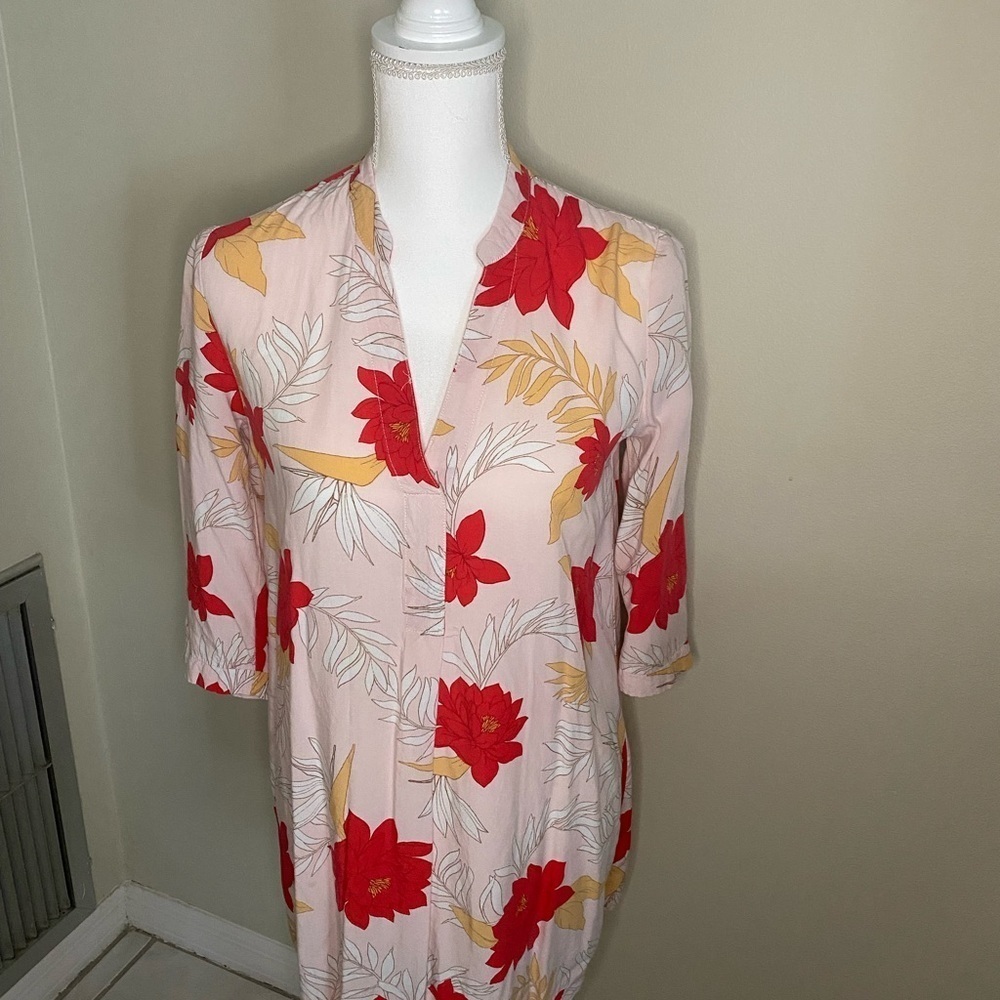 Forever 21 Tropical Floral Blush Pink Tunic Dress Boho Chic – Size Small - Picture 4 of 5